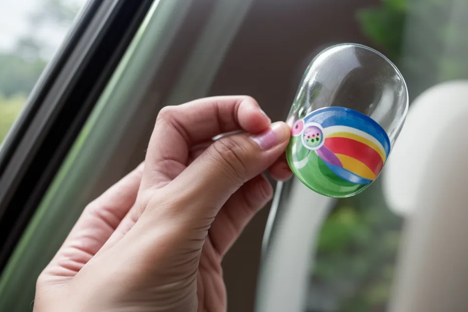 Étiquette artisanale tenue à la main contre un bocal en verre pour vérifier le placement du logo avant impression.