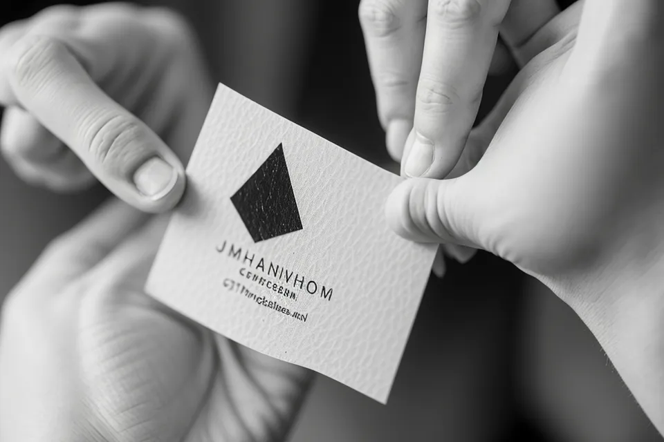 Test de lisibilité d'un logo monogramme imprimé en taille 10 millimètres sur une carte de visite.
